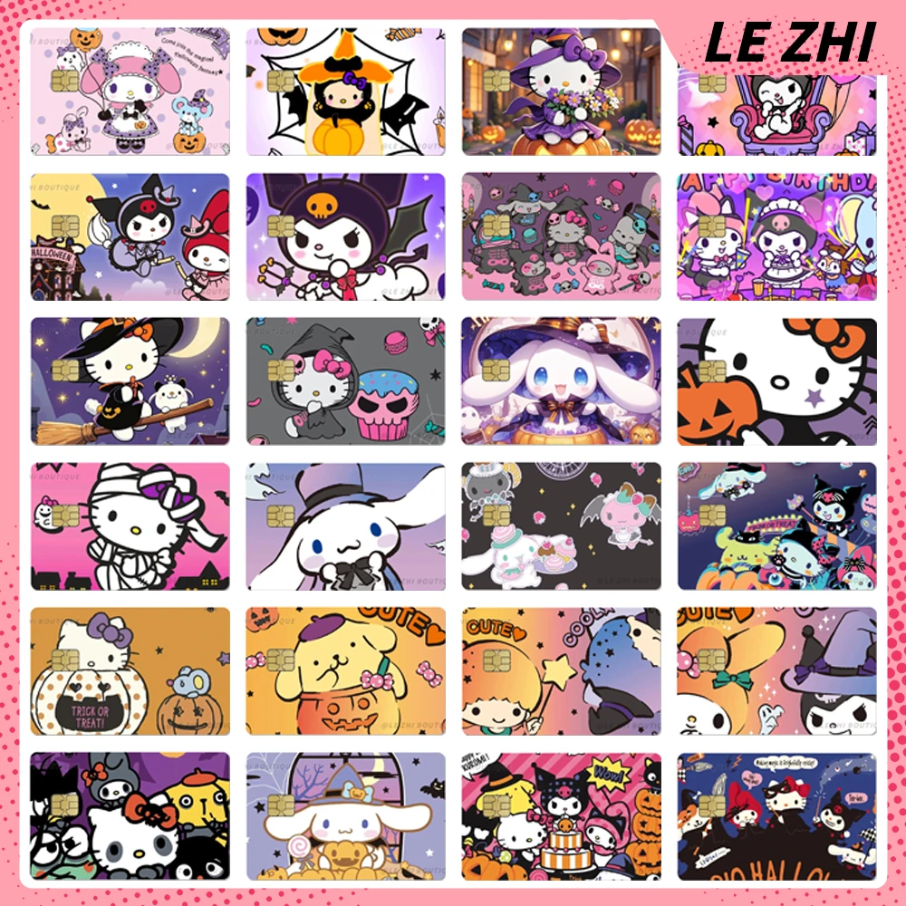 All Saints' Day Cartoon Anime Sanrio Credit Card Bank Bus Card Skin Sticker Hello Kitty Kuromi My Melody Pvc Waterproof Sticker