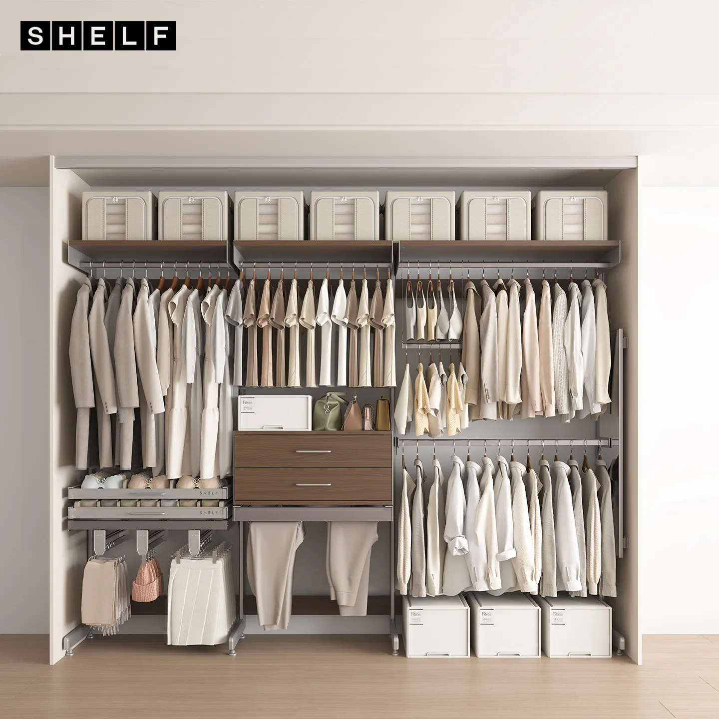 LMM skeleton cloakroom module free combination multi-functional wardrobe metal DIY environmental protection wardrobe