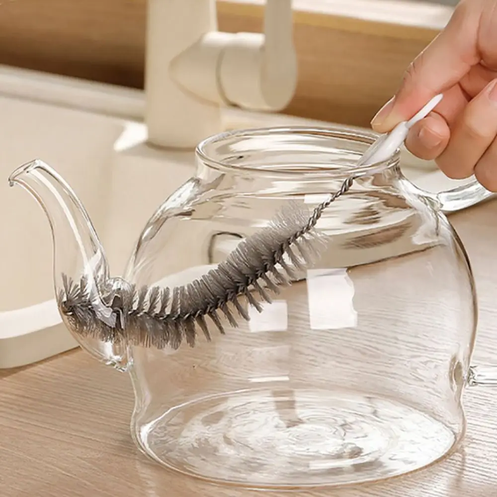 

4pcs Bendable Bottle Cleaner Brush Set Hard Bristles Hangable Drinking Straw Cleaning Brush with Storage Ring Various Sizes