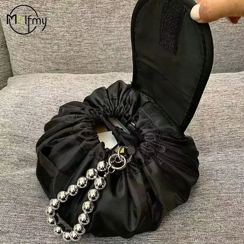 

Drawstring Cosmetic Bag Travel Pearl Makeup Bag Organizer Female Make Up Pouch Portable Waterproof Toiletry Beauty Case Mirror