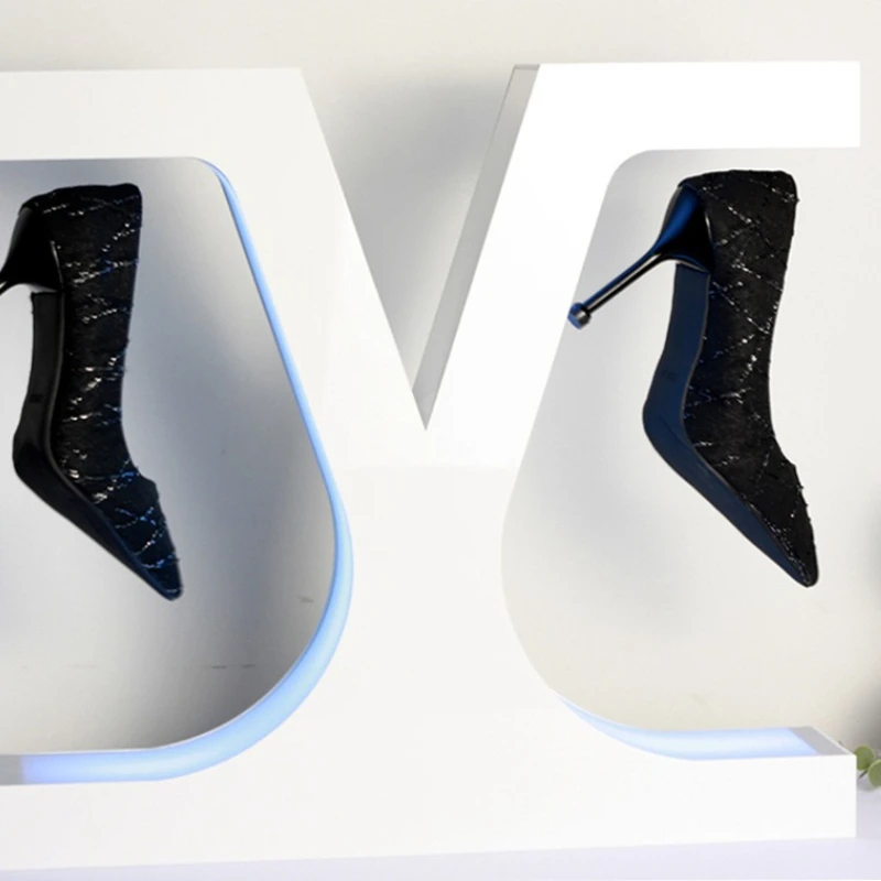 LED light box desktop wall cabinet display cabinet acrylic magnetic suspension shoe display stand magnetic attraction, display