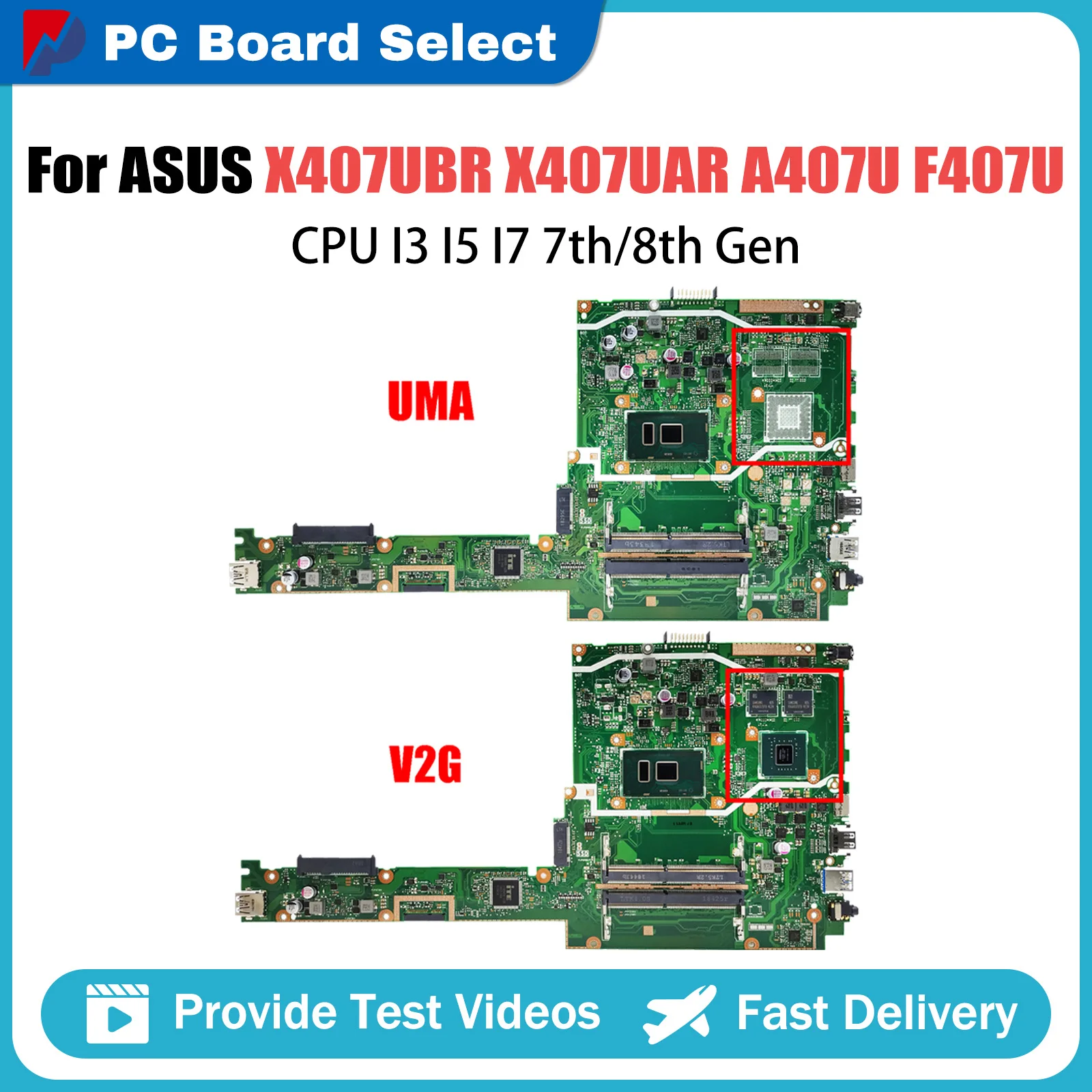 

X407UBR Notebook Mainboard For ASUS X407UAR A407U F407U X407UF Laptop Motherboard CPU I3 I5 DDR4 100% TEST OK