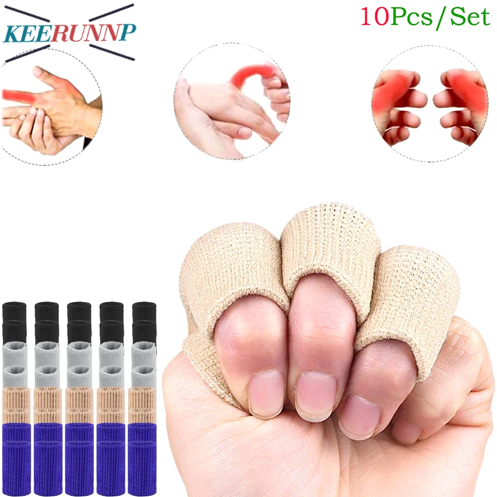 10Pcs/Set Adult Finger Braces Splint Sleeves Thumb Support Protector Soft Comfortable Cushion Pressure Safe Elastic Stabilizers