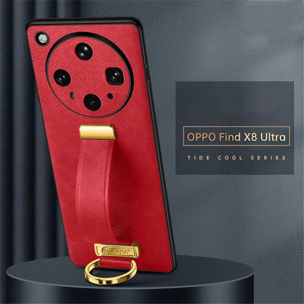 

Slim PU Leather Case For OPPO Find X8 Ultra X8S+ X8S Half-Wrapped Wristband Holder Cover