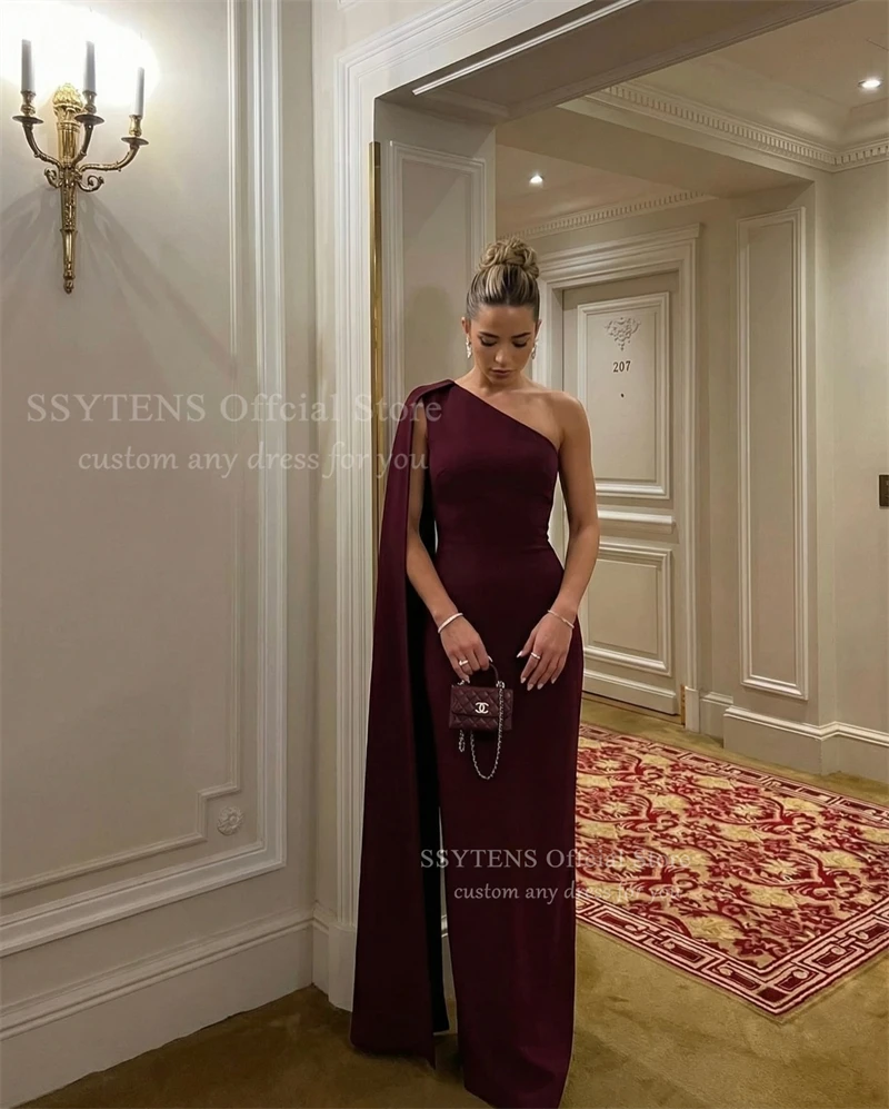 SSYTENS Abiti da sera semplici Abito da sera a sirena drappeggiato con una spalla per donna 2026 Abito da cerimonia nuziale elegante senza maniche