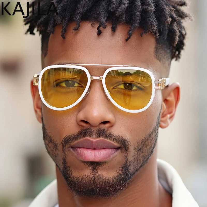 Oversized Square Polarized Sunglasses Men 2026 Luxury Brand Oval Metal Frame Steampunk Sun Glasses For Male Night Vision Eyewear