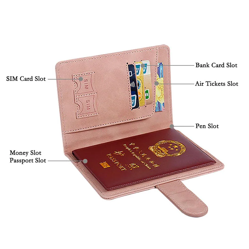 Porta carte Multi-carta portafoglio passaporto in pelle PU fibbia uomo donna porta passaporto portafoglio da viaggio custodia per cartelle