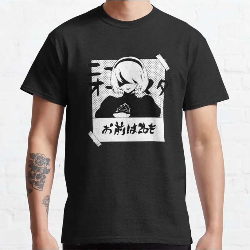 

1205 Nier Automata 2B YoRHa Anime Gift t shirt Kawaii Waifu graphic tee Cyber Punk Y2K Clothes 100% cotton Large size Tops S-6XL