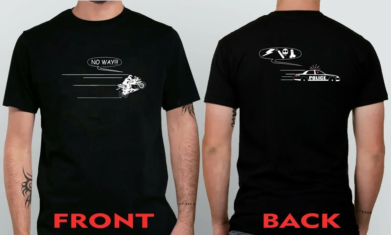Funny Biker VS Policia Ninza R1 R6 XX Motorcycle Chase T Shirt. Short Sleeve 100% Cotton Casual T-shirts Loose Top Size S-3XL
