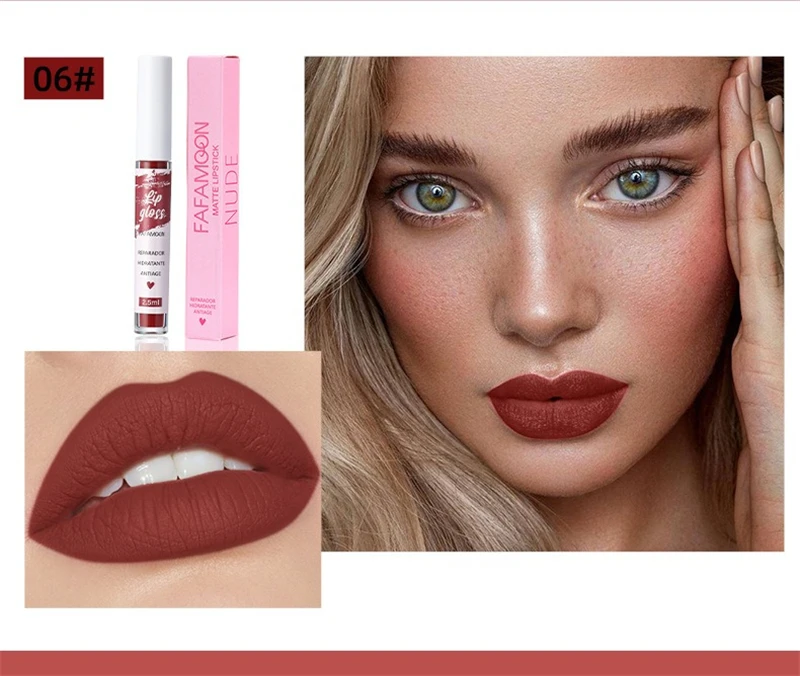 Rosaroter, mattierter, flüssiger Lippenstift, wasserfest, langlebig, feuchtigkeitsspendend, langlebiger Lippenstift, nicht klebender Lipgloss, koreanisches Make-up – Detail 15