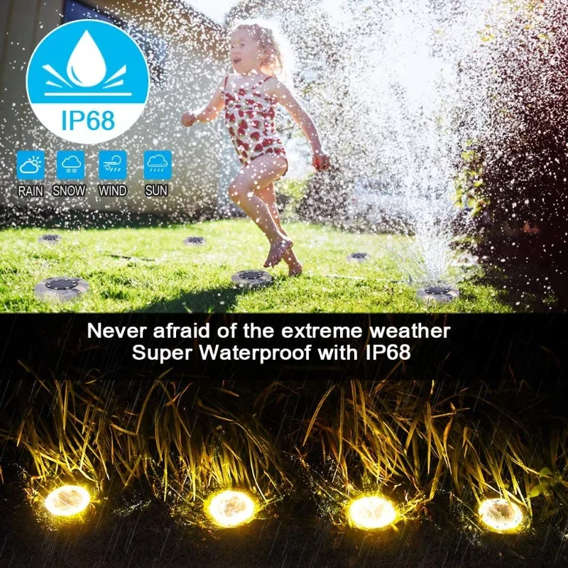 Solar Ground Lights LED Waterproof Solar Garden Lights Outdoor Bright in-Ground Lights Landscape Lighting for Patio Pathway Lawn