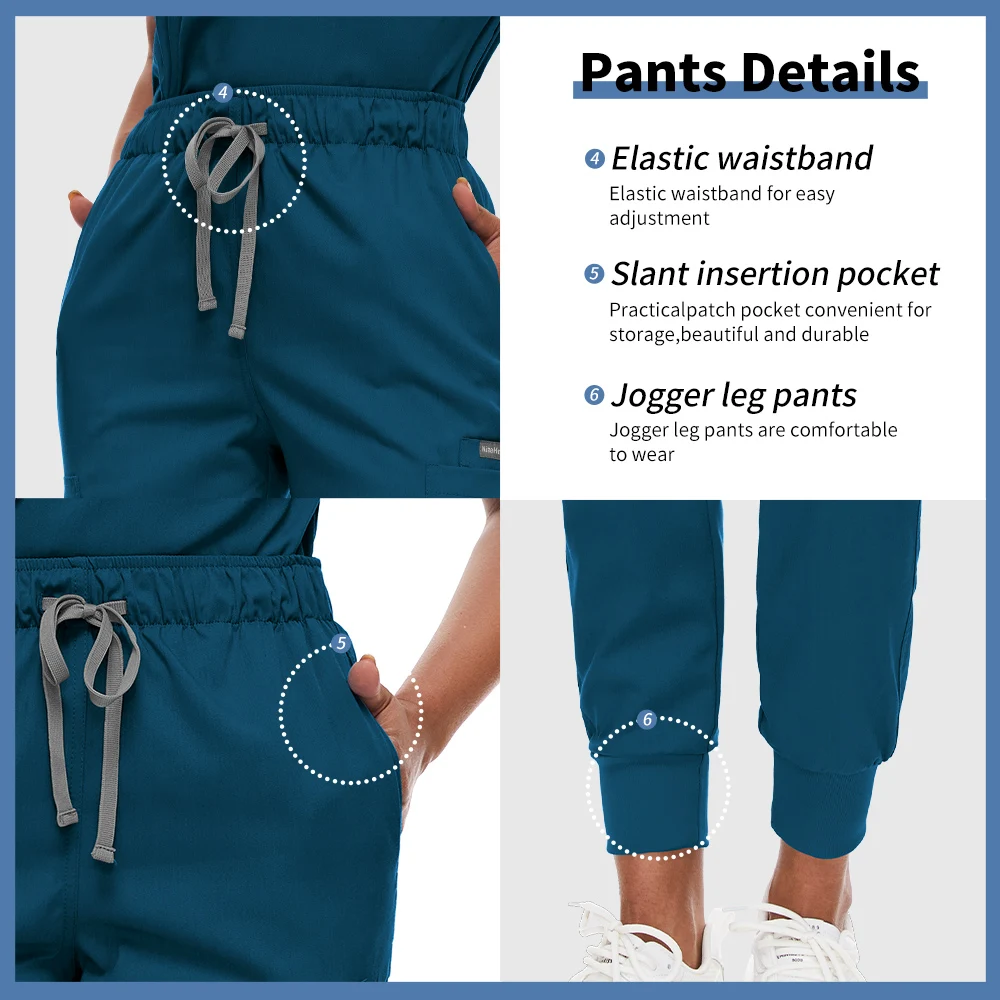 Niaahinn โรงพยาบาลหมอชุดพยาบาล Unisex ขายส่งชุดลําลองแขนสั้น V คอเสื้อ Jogger กางเกง Pharmacy ชุดทํางาน