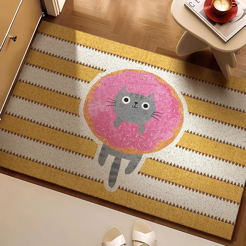 Dopamine household entrance door silk ring floor mat, door foot mat, foyer entrance door can be cut dirt-resistant carpet mat