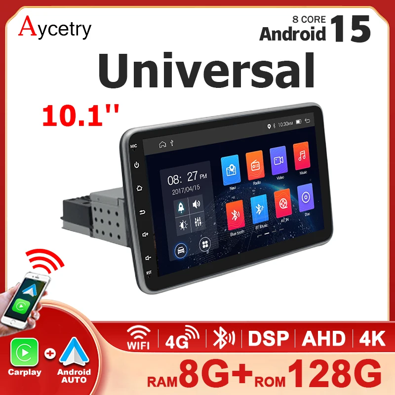 Autoradio Universale Wireless Carplay Android 15 da 10.1 Pollici per VW Volkswagen Hyundai Toyota, Lettore Multimediale GPS 1 DIN