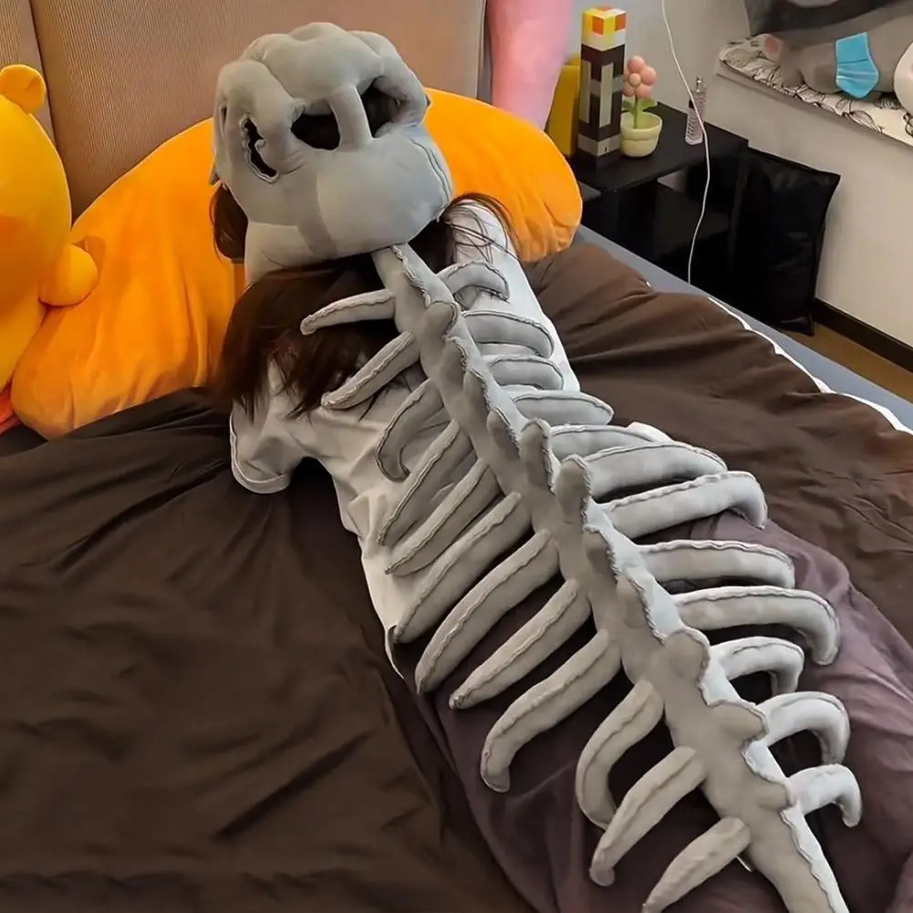 Realistic Dinosaur Skeleton Costume Set Halloween Carnival Fun Skeleton Dinosaur Party Costume Headgear Dress-Up Fossil Jumpsuit