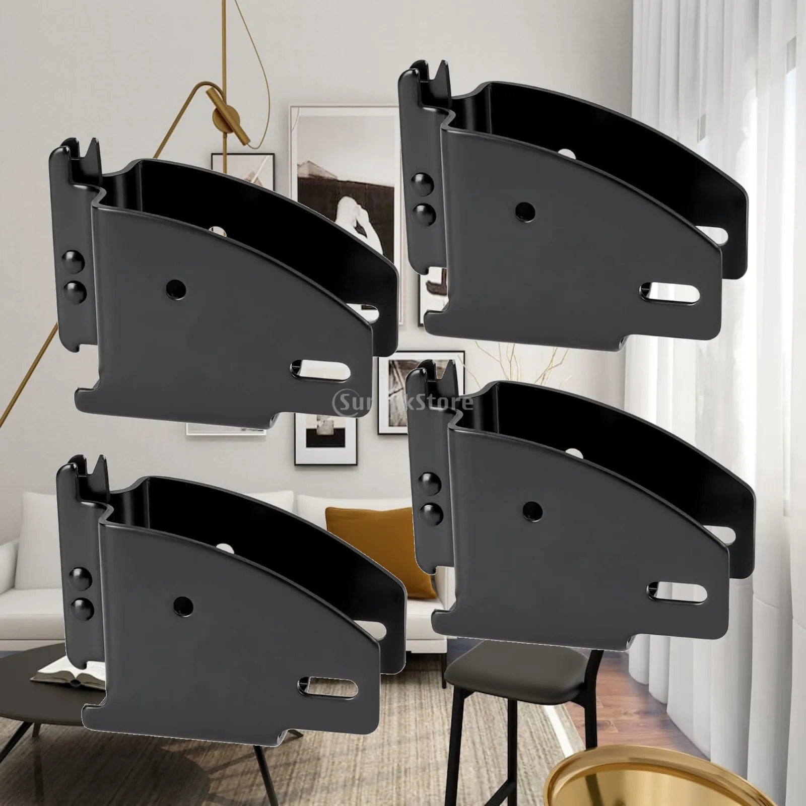 Track Wood Beam End Socket Black Metal Tie Down Shelf Brackets Fast Fit for Cargo Truck Trailer Organization