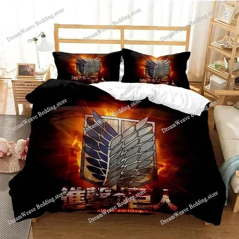 Attack on Titan Duvet Cover Anime Cartoon Bedding Set Boys Girls Bedroom Decoration Kids Gift Single Double Size Luxury GiftFQH
