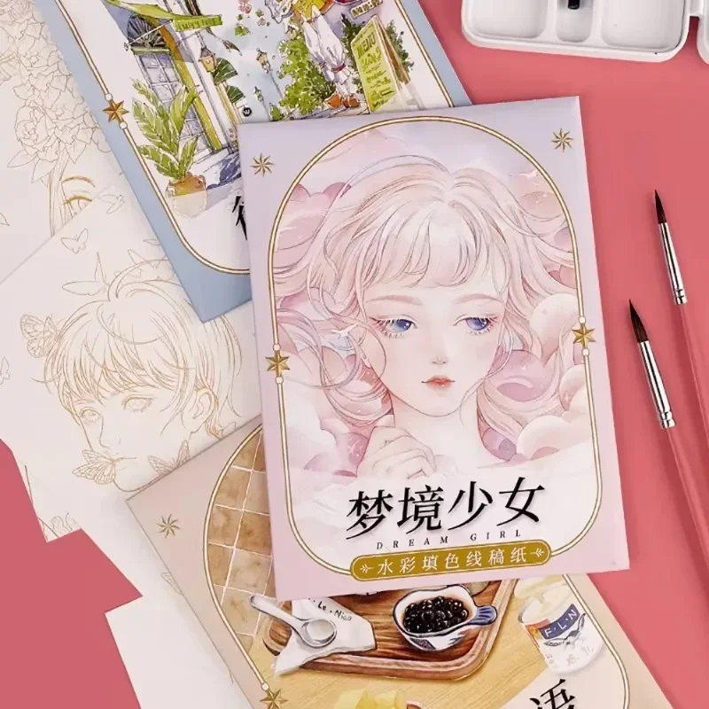 

Comic Dream Floral Girl Sketchbook Anime Characters Coloring Book Beginner Cartoon Manga Copying Practice Art Painting Workbook