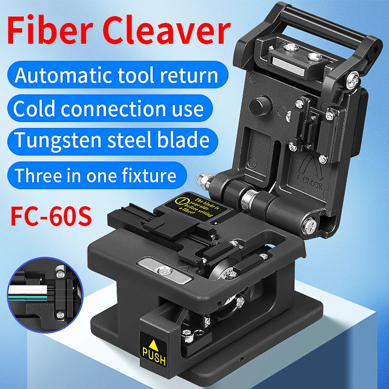 Economy FC-60S Fiber Cleaver Optical Fiber Cold Connection use Fiber Optic Cable Cutting Knife FTTH Cutter Tool 16 Sided Blade