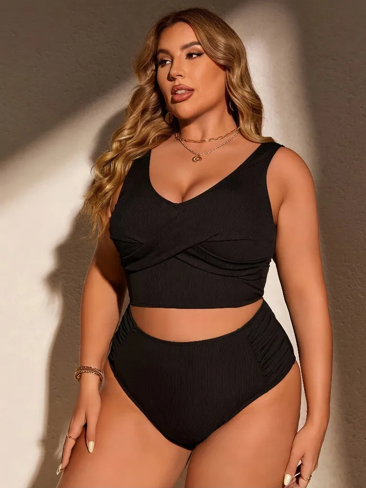 

L-4XL Plus Size High Waist Bikini Women's Push Up Large Size 3XL 4XL Swimsuit Summer Mujer Tummy Control Swimwear Bikini Sets