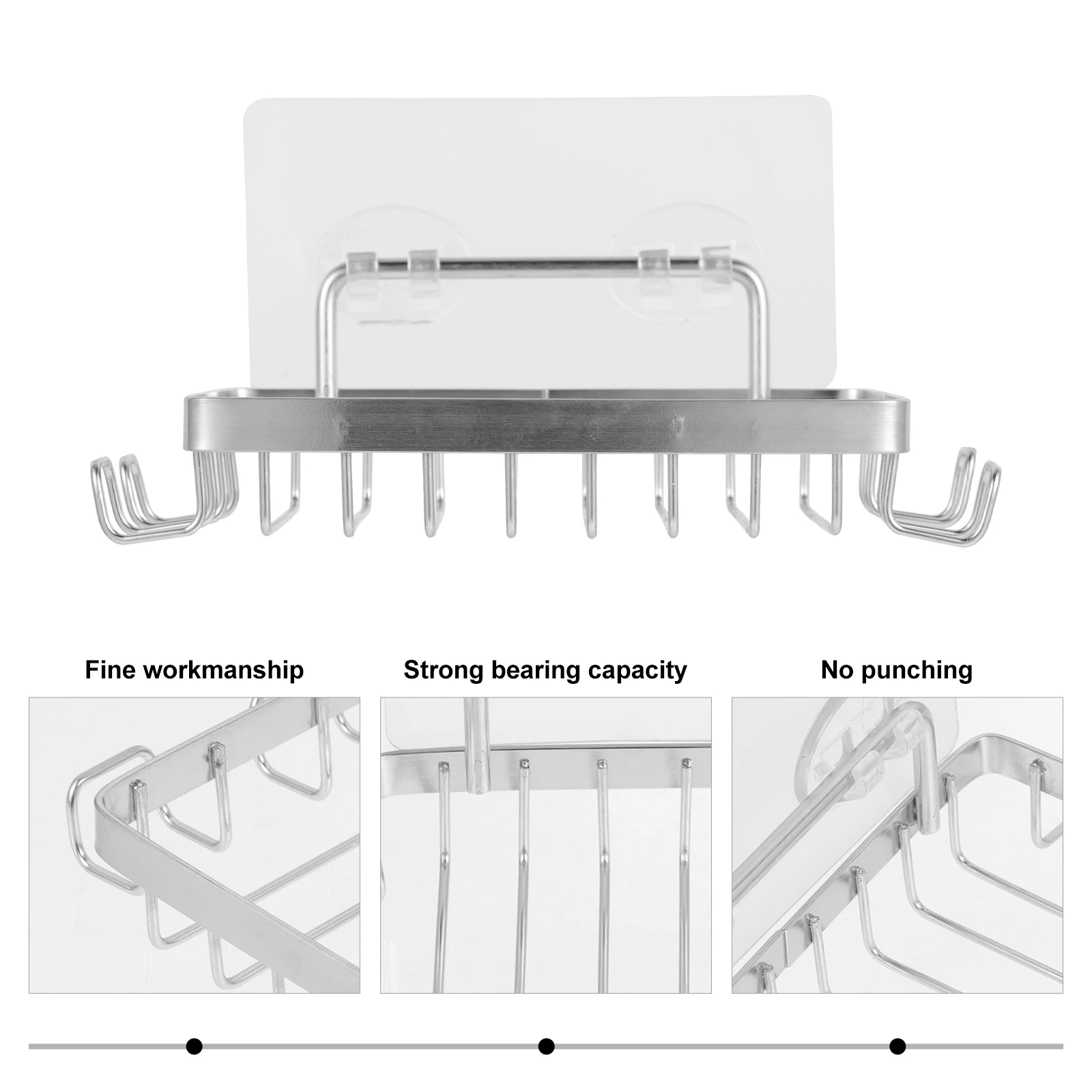 

Stainless Steel Rack Self-Draining Dish Wall-Mounted Bathroom Kitchen Storage Organizer Punch-Free Box Container Drain