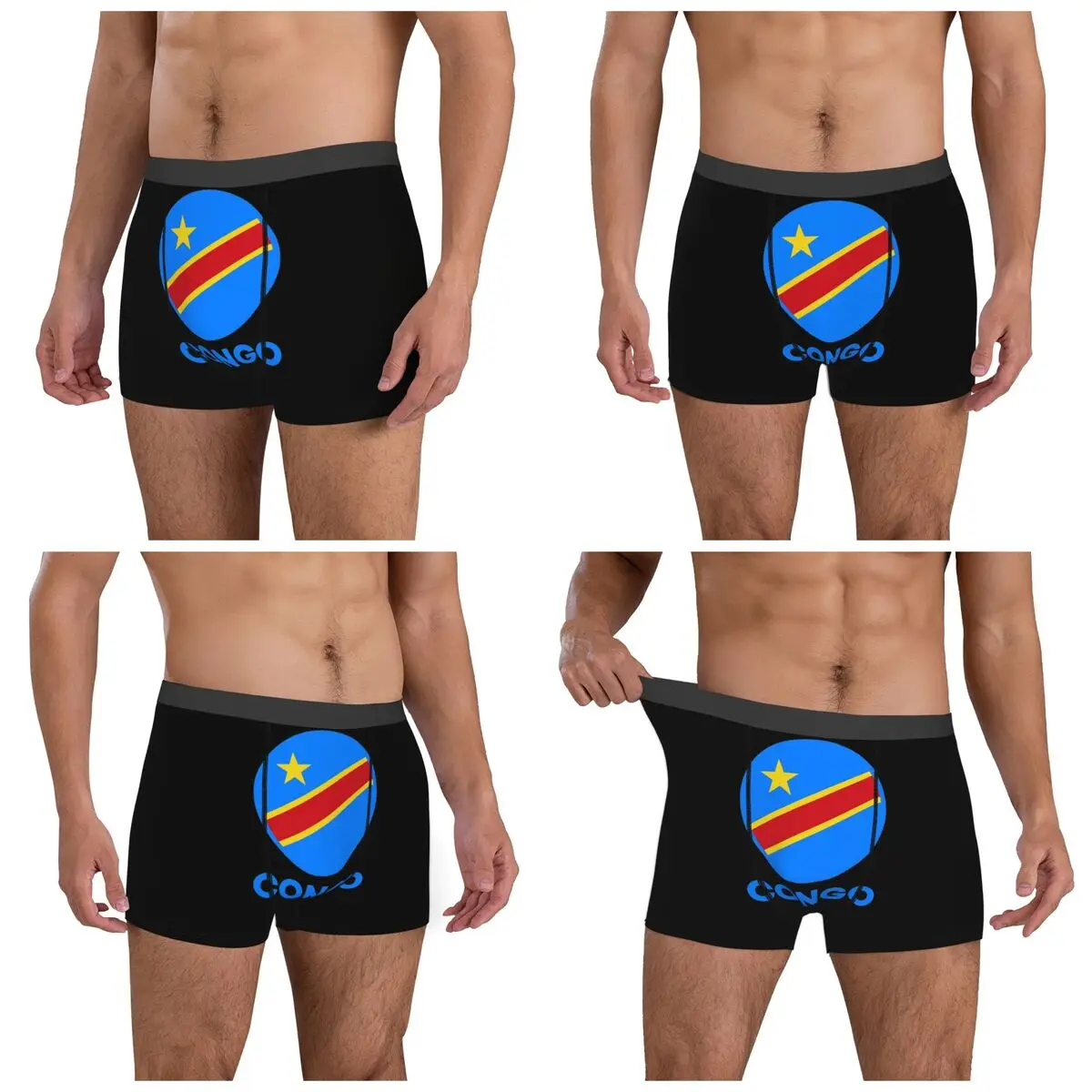 Cuecas boxer shorts bandeira do congo kinshasa bandeira de zaire (1) calcinha masculina ventilar roupa interior para homme homem namorado presentes