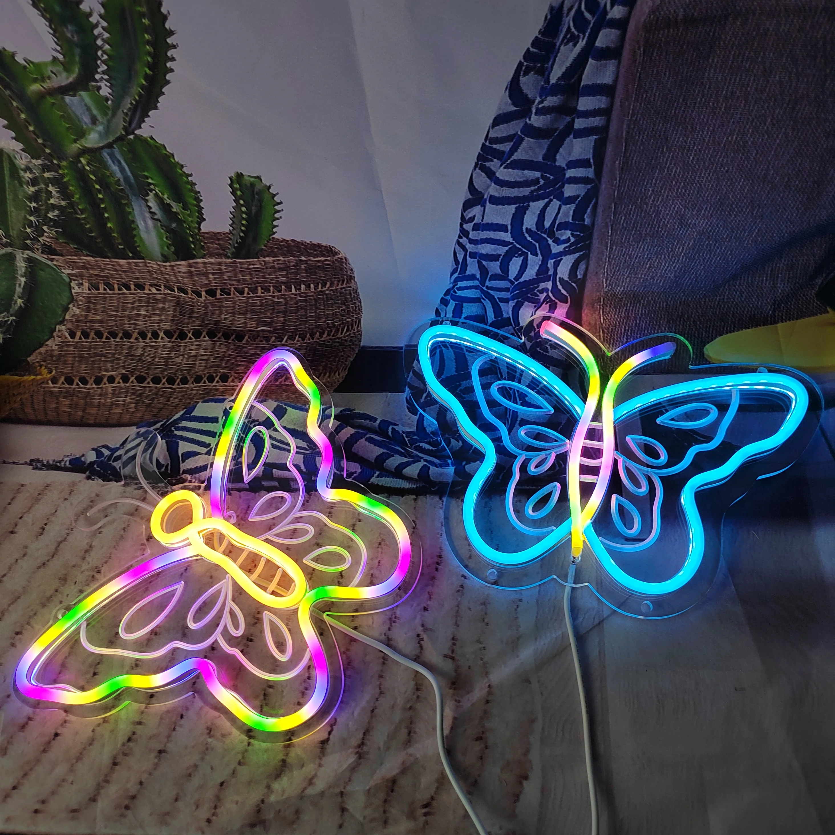 Butterfly Neon Sign, Butterfly Neon Light Neon Wall Art for Bedroom Wedding Birthday Party Home Decor, Neon Lights Signs