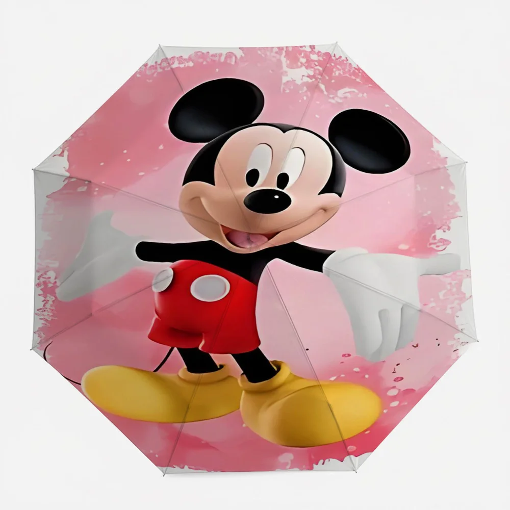 

Автоматический складной зонт Disney с принтом Микки Мауса в розовых акварельных тонах, портативный водонепроницаемый ветрозащитный зонт для путешествий для детей