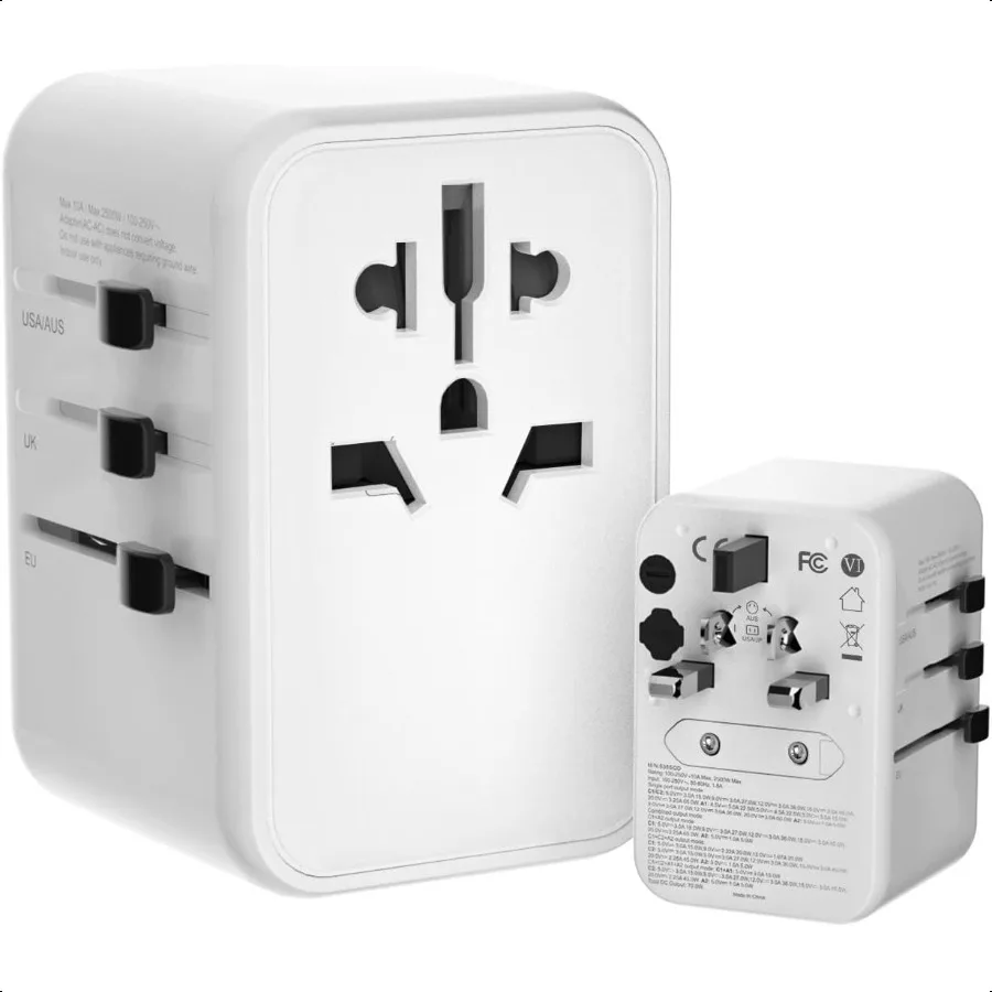 

Universal Travel Adapter International Power Adapter with 2 USBC and 2 USBA Ports 70W Worldwide Travel Wall Charger for UK Euro