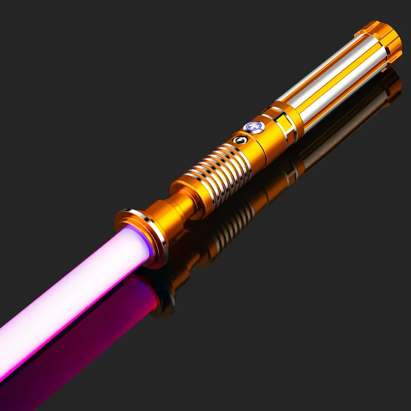 Sable de luz de Metal RGB, espada láser, mango de sable ligero, duelo pesado, 16 colores, cambio de fuerza, sonidos, Blaster, juguetes de Cosplay