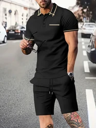 Summer Men's short sleeve suit Fashion solid color Casual Shorts sportswear short sleeve  two-piece Men's suit