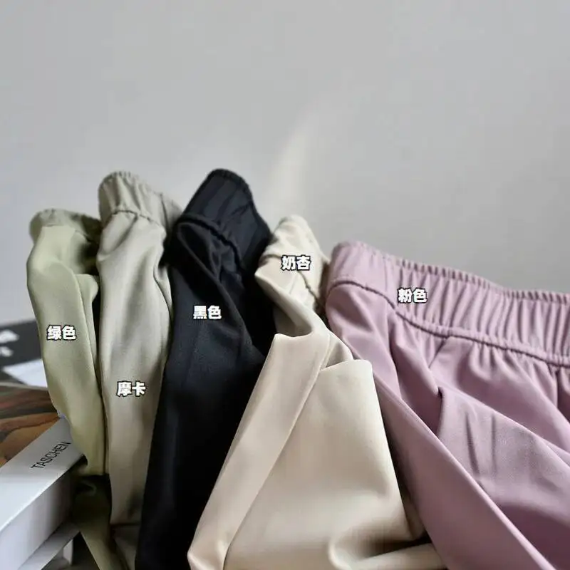 Women's High Waist Solid Color Pants 2025 Spring Summer Fashion Female Holiday Harem Trousers Casual Ankle-Length Pant