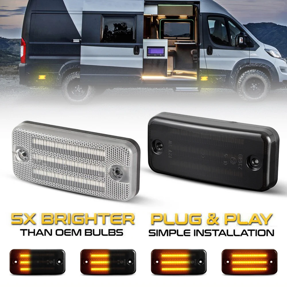 

LED Dynamic Side Marker Turn Signal Lights For Citroen Jumper Relay Peugeot Boxer Fiat Ducato Iveco Daily Stralis Volvo FE FL 2