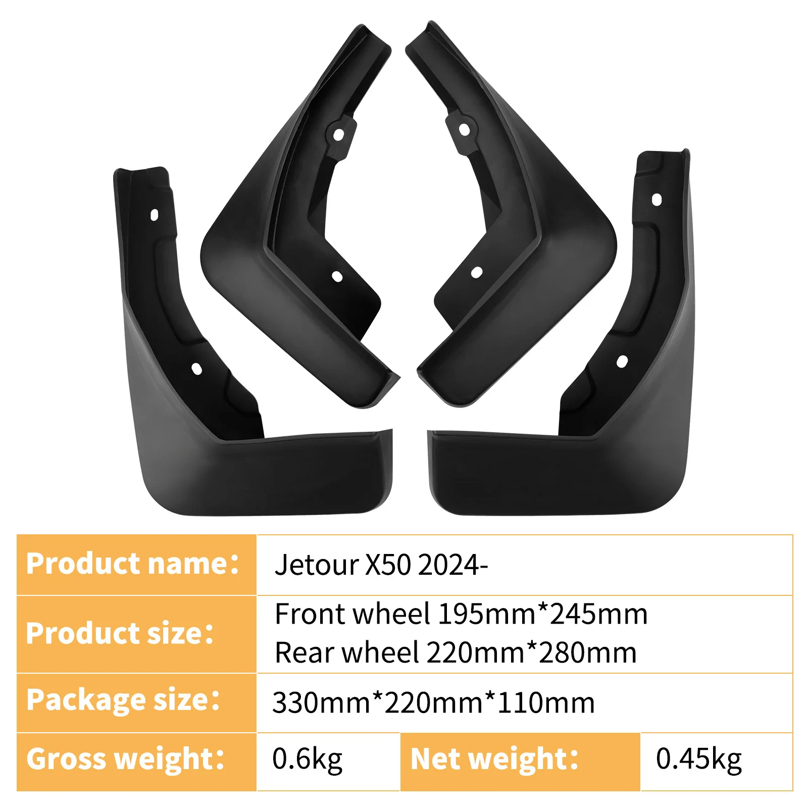 Immagine 3: Parafango Per Chery Jetour X50 2024-2025 foglio di parafango per pneumatici per auto, Paraspruzzi Anteriore Posteriore Flares Paraspruzzi Copertura Accessori Auto
