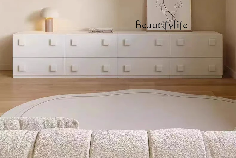 

French Cream Style Creative TV Cabinet Simple Modern Master Design Floor Cabinet Medium Antique Small Apartment