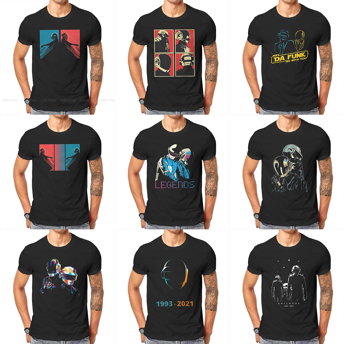 Daft Punk Electronic Music Band 2021 Essential Tshirt High Quality Graphic Men Classic Summer Men Tops Cotton Harajuku T Shirt