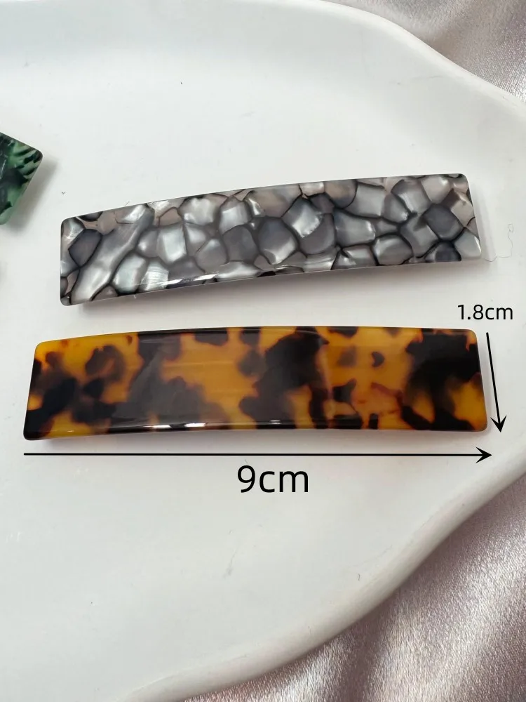 9cm High Quality Acetate French Barrette Hairclip for Women Girls Vintage Leopard Print Spring Clip Elegant Geometric Colorful