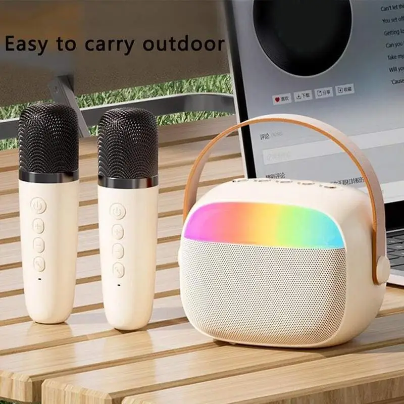 Máquinas de Karaoke con luz cambiante, reproductor de música familiar, juguetes de luz KTV, Camping familiar, máquina de Karaoke con mango para el hogar