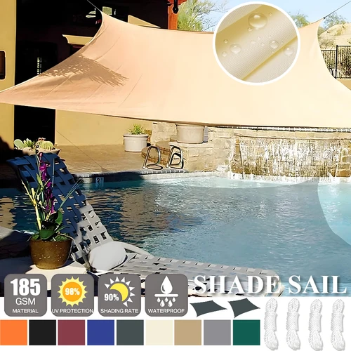 Vela parasol Rectangular 4x2/3/5/6M impermeable 98% bloque UV refugio solar para jardín al aire libre Patio fiesta toldo protector solar