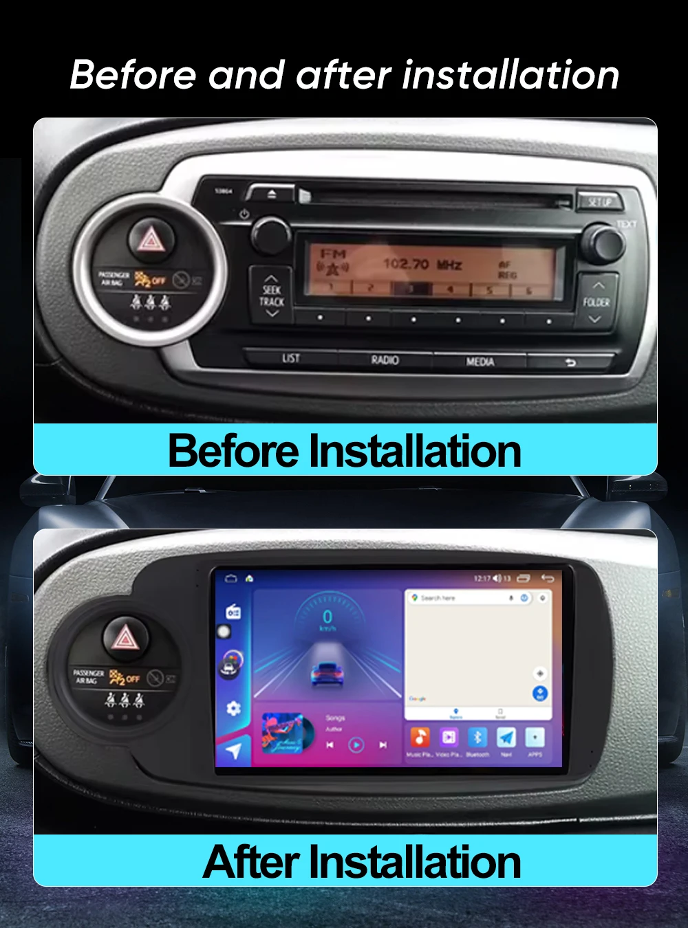 أندرويد لتويوتا يارس 2012 2013 2014 2015 2016 2017 راديو السيارة Carplay Autoradio مشغل وسائط متعددة ستيريو 4G السيارات 2din #3