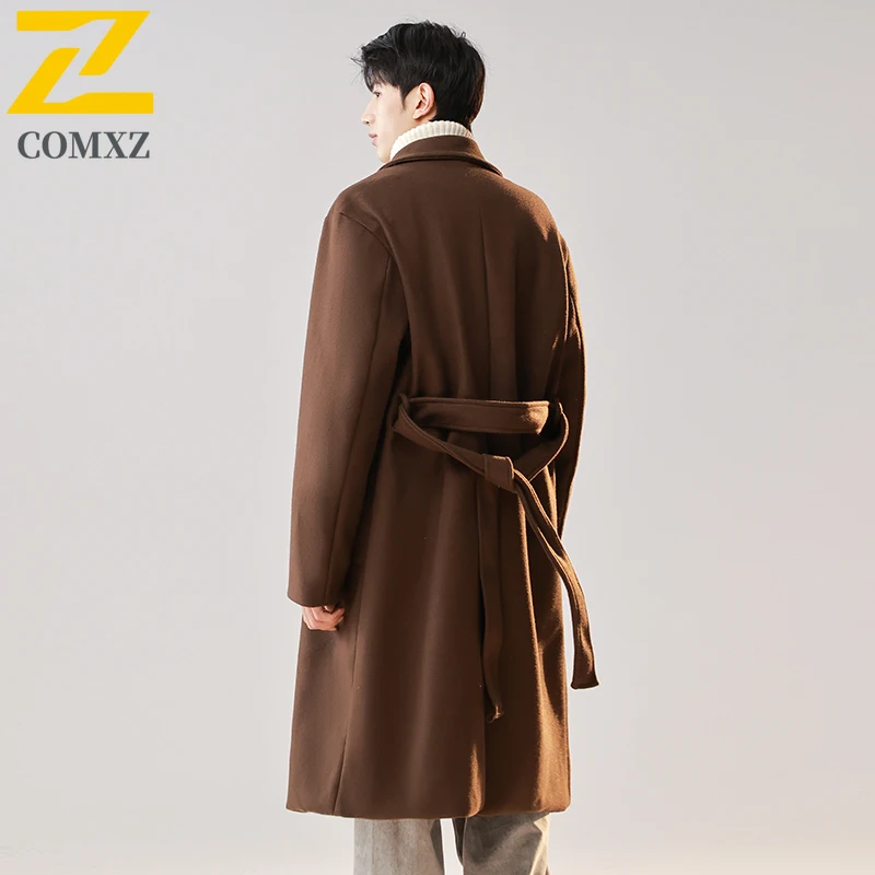 COMXZ Autumn Winter Wool Overcoat Casual Commute Office Windproof Warm Coat Classic Turndown Collar Hiking Lightweight Garment
