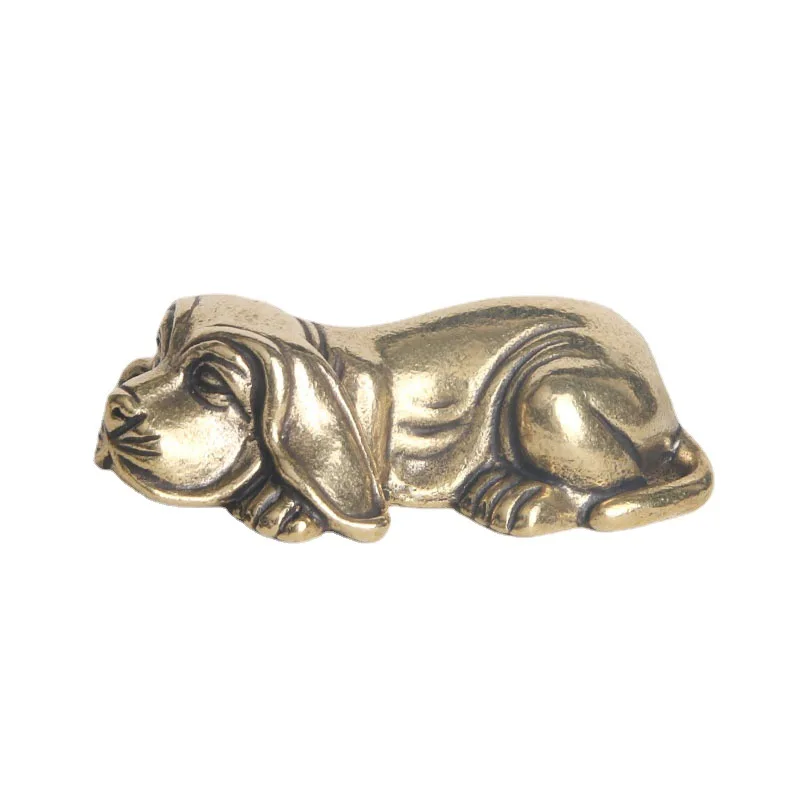 Solid Brass Beagle Dog Figurines Animal Miniatures Crafts Desktop Ornaments Desk Living Room Home Decoration Accessories