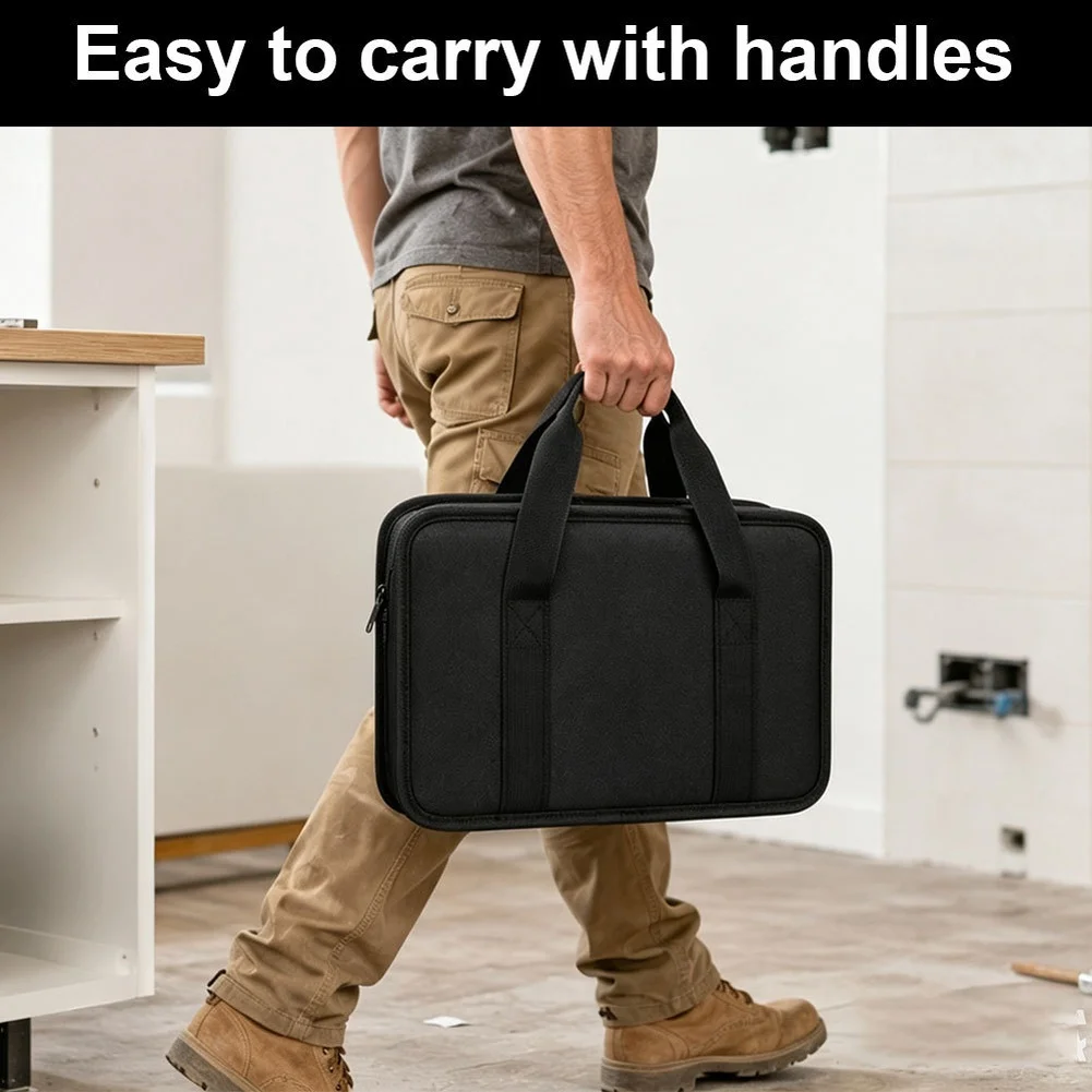 FOR impact wrench transport case with mesh accessory pockets secure strap system and canvas construction for field use