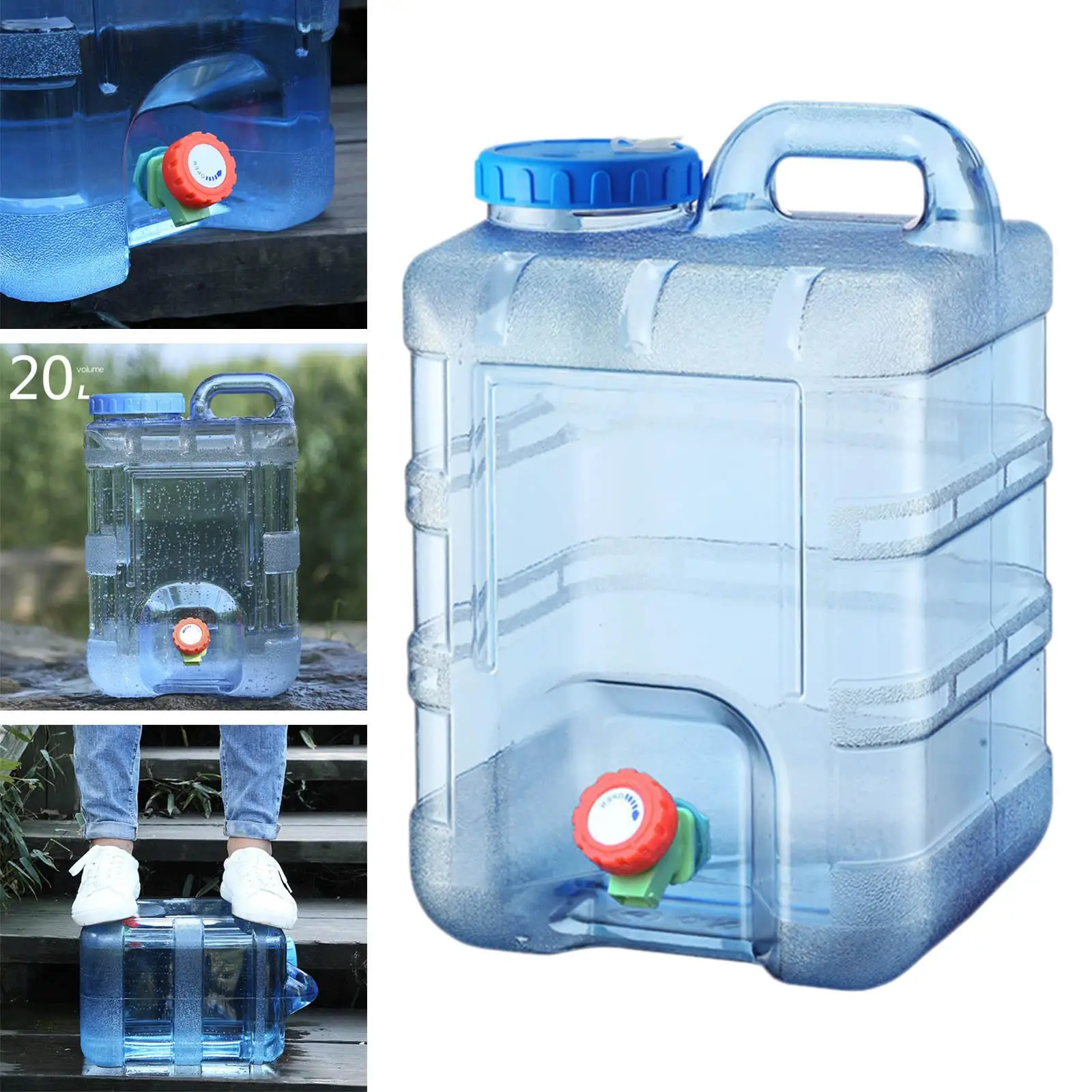 

20L Outdoor Water Container Portable Driving Water Tank with Faucet for Camping Water Canister Home Drinking Bucket