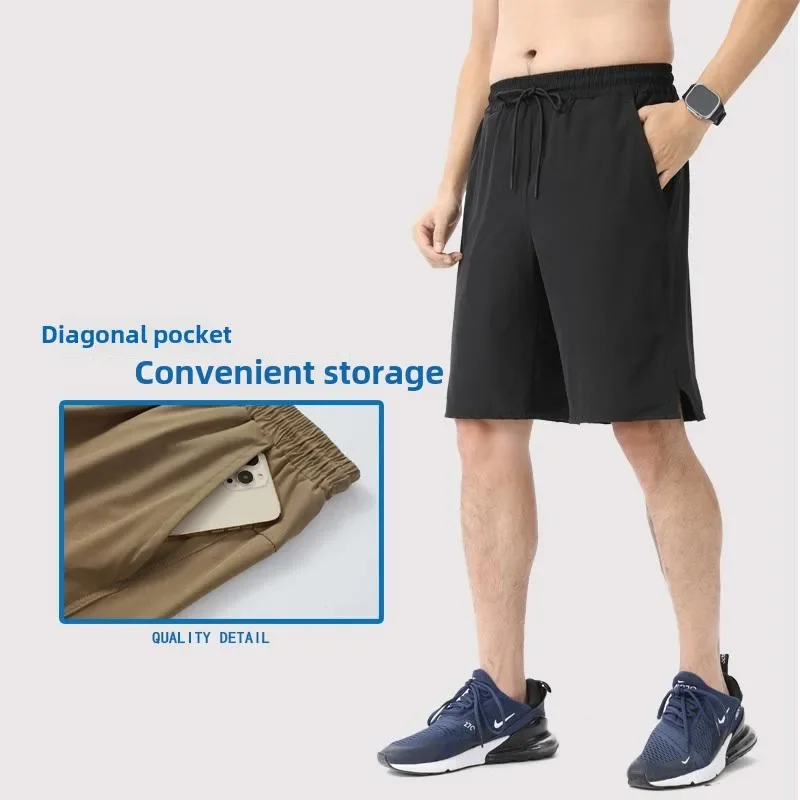 Men Gym Jogging Exercise Sweatpants Outdoor Running Casual Shorts Breathable Beach Shorts Multiple Pockets Fitness Sports Pants