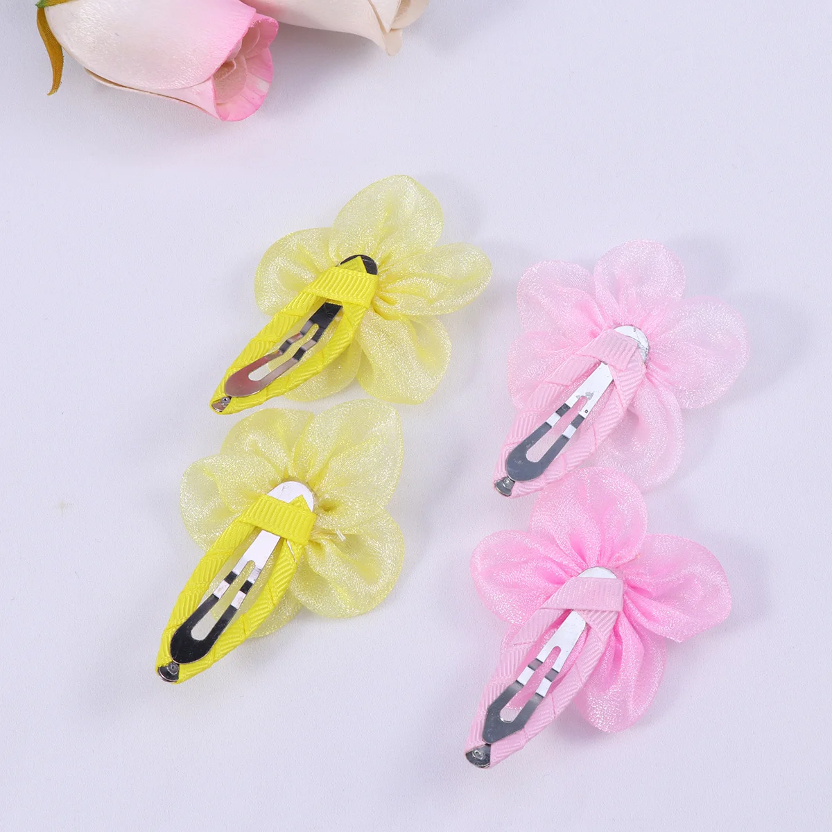 

28Pcs Thin Gauze Rhinestone Flower Hair Clips for Daily Dressing Gift Accessory Hair Clips