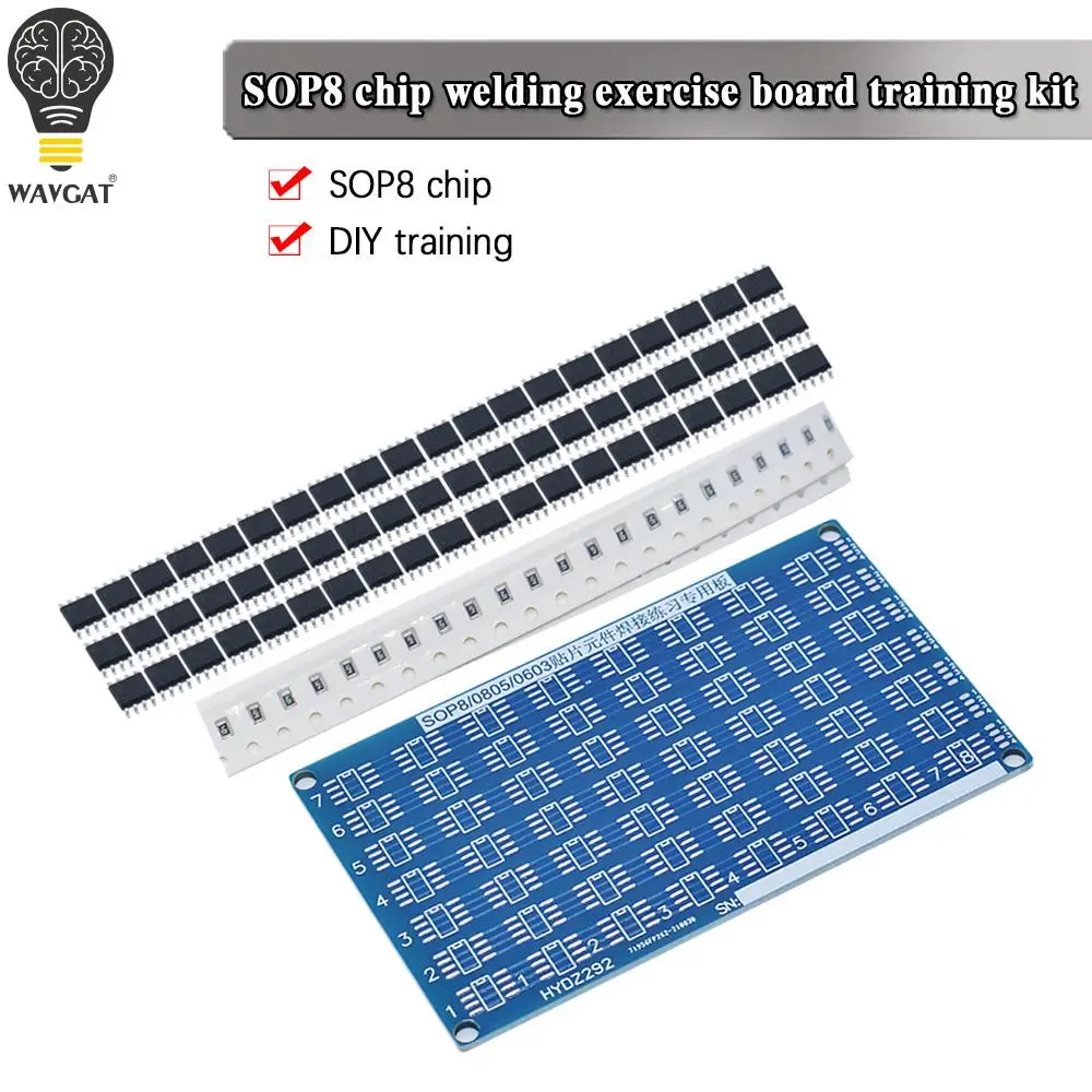 DIY Circuit Board PCB SMT SMD Component Soldering Practice Board SOP8 Chip 0805 PCB 0603 DIY Kit Fanny Skill Training Electronic