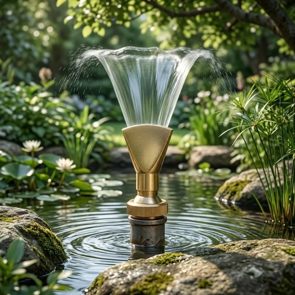Flat Copper Nozzle for Garden Fountains Adjustable Fan Spray with Easy Thread Installation /2 G3/4 Compatible Brass Part