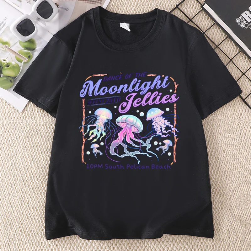 Dance of The Moonlight Jellies T-Shirt für Männer und Frauen, Stardew Valley T-Shirt, lässiges Baumwoll-T-Shirt mit Rundhalsausschnitt, bedruckte T-Shirt-Kleidung – Detail 4