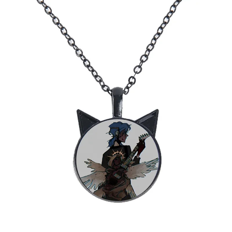 Sally Face Cosplay Necklace for Women Fans Anime Figure Poster Glass Pendant Long Chain Cat Ears Necklaces Fashion Jewelry